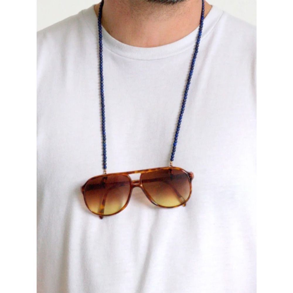 Bohemian Luxury Lapis lazuli eyeglass chain holder 26in